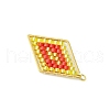 Glass Seed Beaded Rhombus Pendants PALLOY-MZ00528-01-4