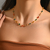 Modern Fashion Brass Pave Glass Oval Link Chain Necklaces for Women GQ6870-2