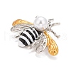 Alloy Bee Brooch with Resin Pearl JEWB-A004-01P-3
