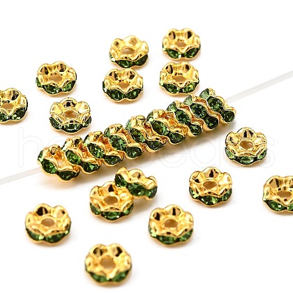 Brass Grade A Rhinestone Spacer Beads RSB028NF-10G-1