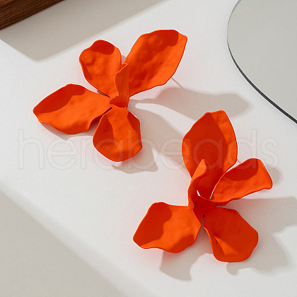 Flower Spray Painted Alloy Stud Earrings FS-WG7186F-03-1