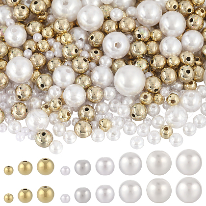 SUNNYCLUE 1676Pcs 9 Styles ABS Plastic Imitation Pearl with CCB Plastic Beads FIND-SC0010-16-1