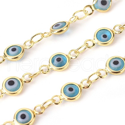 Handmade Evil Eye Lampwork Link Chains CHC-F009-01A-G05-1