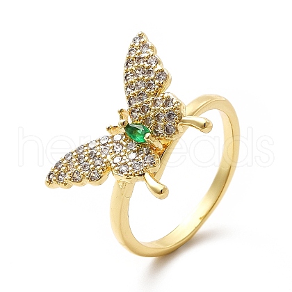Cubic Zirconia Butterfly Open Cuff Ring KK-H439-43G-1