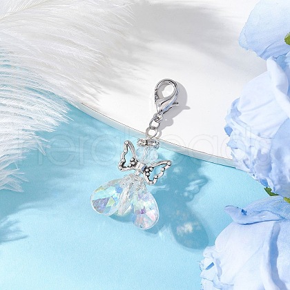 Angel Glass Pendant Decorations HJEW-MZ00260-03-1