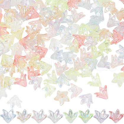 SUNNYCLUE 160PCS 8Colors Transparent Acrylic Bead Caps OACR-SC0001-29-1