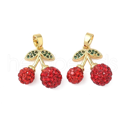 Brass Polymer Clay Pave Rhinestone Pendants KK-B139-14G-1