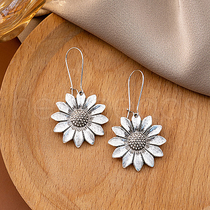 Sunflower Bohemian Style Zinc Alloy Hoop Earrings FS-WG9CCFB-09-1