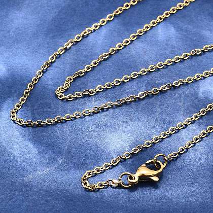PVD Vacuum Plating 304 Stainless Steel Cable Chain Necklaces STAS-M174-025G-1