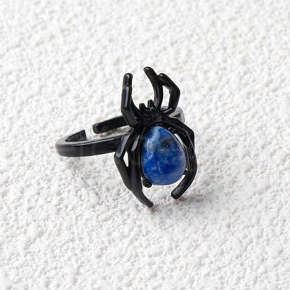Natural Lapis Lazuli Spider Open Cuff Rings PW-WGC70E9-10-1