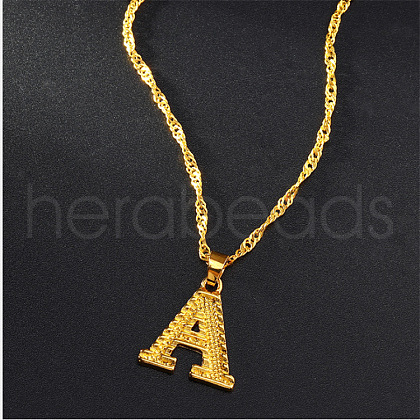 Brass Initial Pendant Necklaces FS-WG68BA5-01-1