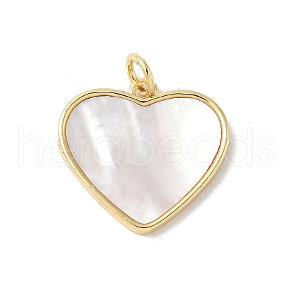 Brass Pave Natural White Shell Pendants KK-S522-05B-G-1