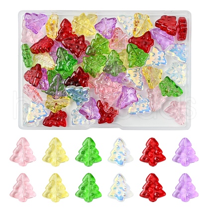 60Pcs 6 Colors Transparent Glass Bead Strands EGLA-FS0001-44-1