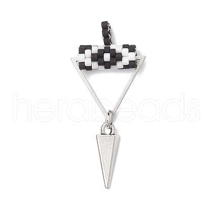 Cylinder Seed Beaded Eye Pendants PALLOY-MZ00650-05-1