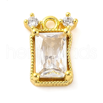 Brass Pave Clear Cubic Zirconia Charms KK-Z051-01G-01-1