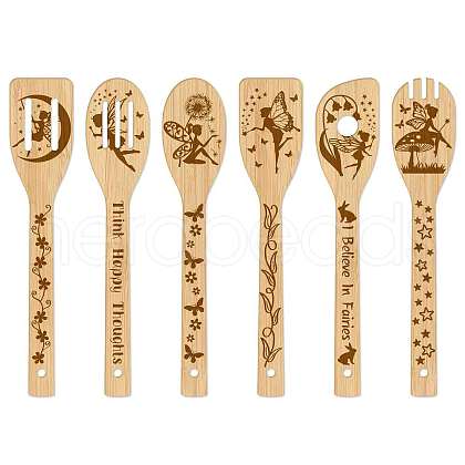 6Pcs Bamboo Spoons & Knifes & Forks AJEW-WH0411-009-1