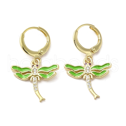 Dragonfly Real 18K Gold Plated Brass Dangle Leverback Earrings EJEW-L268-011G-03-1