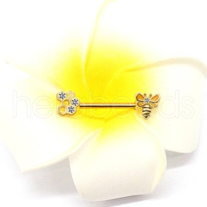 316L Surgical Stainless Steel Micro Pave Cubic Zirconia Nipple Rings WG1853C-10-1