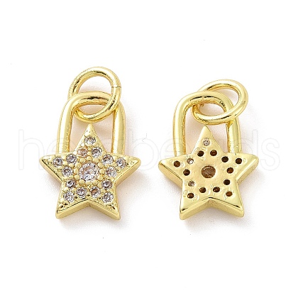 Brass Micro Pave Clear Cubic Zirconia Charms KK-E068-VF045-1