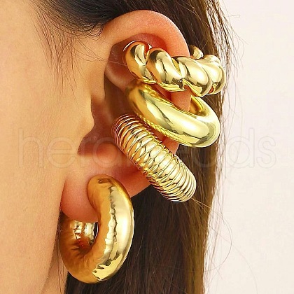 4Pcs Adjustable CCB Plastic Cuff Earrings EJEW-V006-03KCG-1