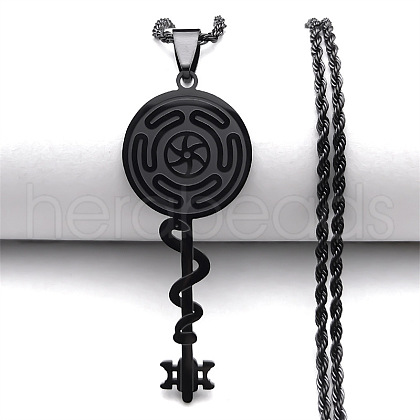 304 Stainless Steel Hecate's Wheel Key Pendant Necklaces for Women FS-WG4FA44-02-1