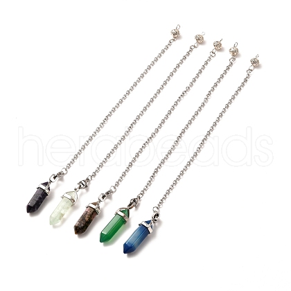 Bullet Natural Gemstone Double Terminated Pointed Pointed Dowsing Pendulums PALLOY-JF00887-1