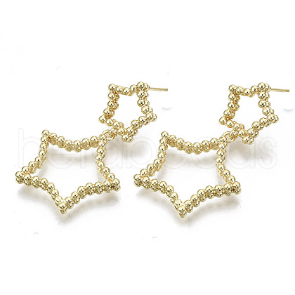 Brass Dangle Stud Earring KK-N232-104G-NF-1