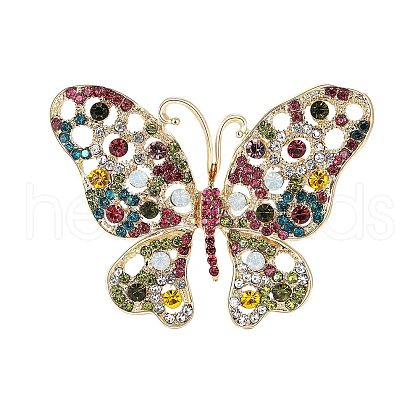 Butterfly Alloy Rhinestone Brooches PW-WG40679-03-1