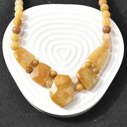 Natural Topaz Jade Faceted Bib Graduated Beaded Necklaces for Women NJEW-B128-01G-1