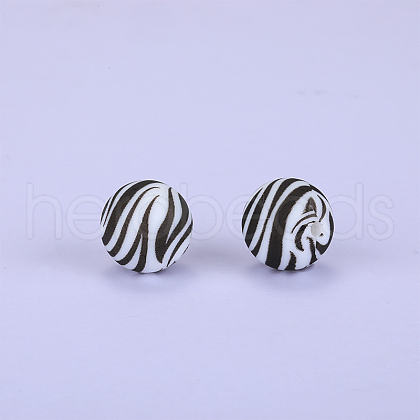 Printed Round Silicone Focal Beads SI-JX0056A-17-1