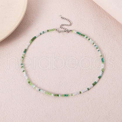 Bohemian Styles Faceted Round Glass Seed Beaded Necklaces for Women WGF25DA-01-1