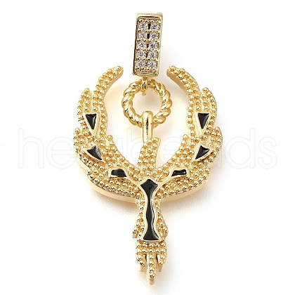Brass Micro Pave Clear Cubic Zirconia Enamel Pendants KK-S049-29G-1