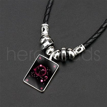 Alloy & Glass & Imitation Leather Cord Pendant Necklaces WGFA685-07-1