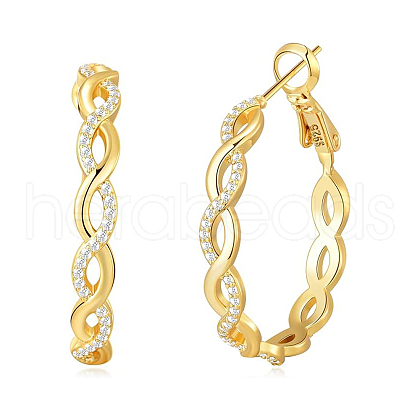 Fashionable S925 Silver Twisted Zirconia Earrings High-end Design Ear Hoops LF6799-3-1