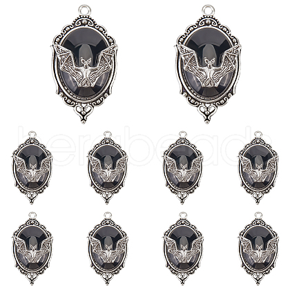 SUNNYCLUE 10Pcs Halloween Alloy Oval Pendants FIND-SC0011-18B-1