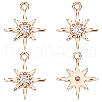 Beebeecraft Brass Cubic Zirconia Charms KK-BBC0005-22-1