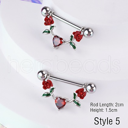 316L Surgical Stainless Steel Pave Dark Red Cubic Zirconia Nipple Stirrup FS-WGDE58A-05-1