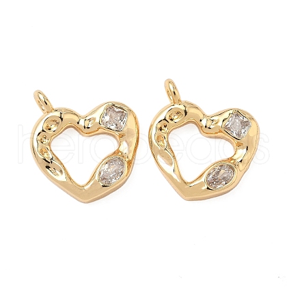 Brass Micro Pave Heart Cubic Zirconia Pendants KK-S531-21G-1