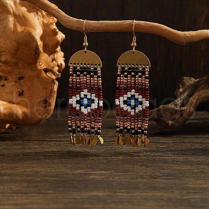 Bohemian Style Rhombus Glass Bead Handmade Dangle Earrings ZK4916-2-1