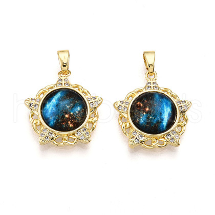 Brass Micro Pave Cubic Zirconia Pendants KK-N257-35G-1
