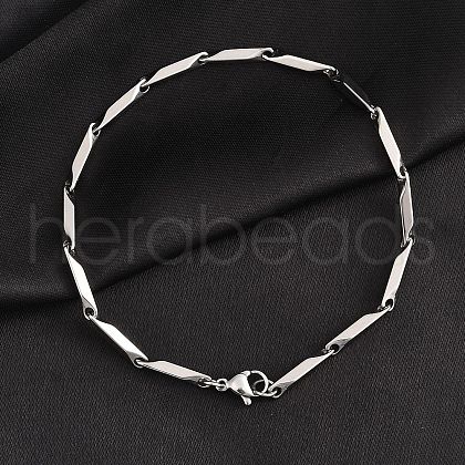 Tarnish Resistant Unisex 201 Stainless Steel Bar Link Chain Bracelets BJEW-L637-35B-P-1