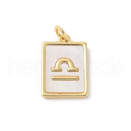 Brass Pave Natural White Shell Pendants KK-S522-09G-L-1