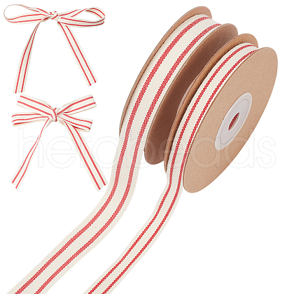 WADORN 2 Rolls 2 Styles Cotton Striped Ribbons OCOR-WR0001-56A-1