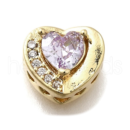 Brass Cubic Zirconia Heart Multi-Strand Links KK-M316-10G-01-1