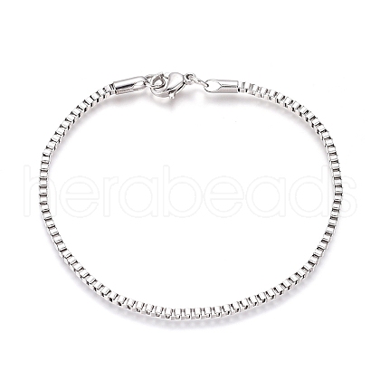 304 Stainless Steel Box Chain/Venetian Chains
 Bracelets BJEW-G629-01P-1