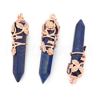 Natural Lapis Lazuli Pointed Pendants G-O164-02-RG09-1