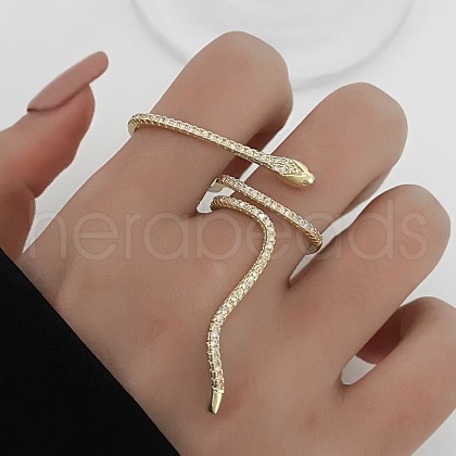 Snake Brass Micro Pave Cubic Zirconia Cuff Rings FS-WG5D2E3-09-1