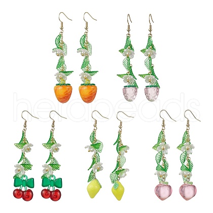 5 Pairs Acrylic 304 Stainless Steel Dangle Earrings EJEW-JE05735-1