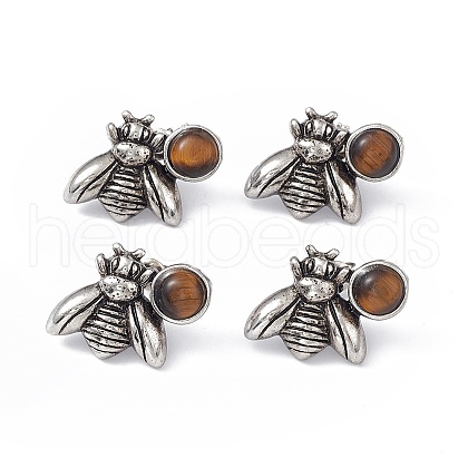 Natural Tiger Eye Bee Stud Earrings EJEW-C016-01AS-04-1