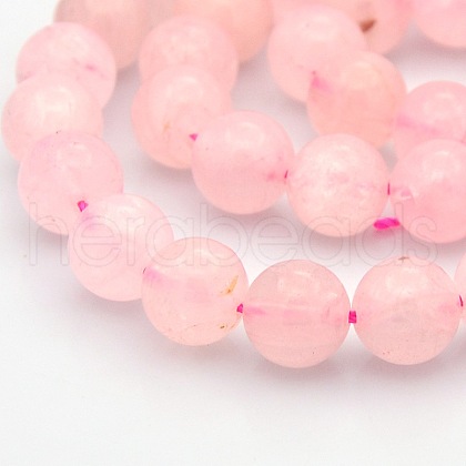 Round Natural Rose Quartz Beads Strands G-N0120-07-8mm-1